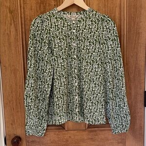 NWT Boden Isla Long Sleeve Jersey Shirt Green and White Size Women’s US 6